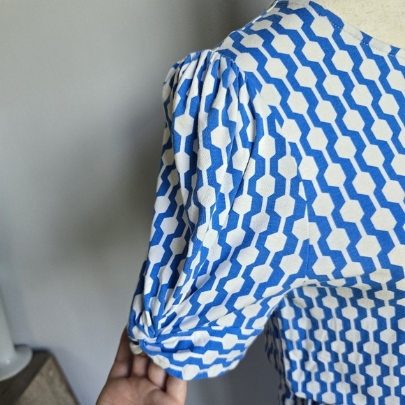 Boden New Moroccan Blue Geo Azure Knot Detail Jersey Knit Dress Womens Size 8 - Picture 7 of 13